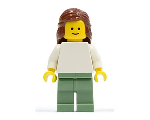 Plain White Torso with White Arms, Sand Green Legs, Reddish Brown Female Hair Mid-Length Image