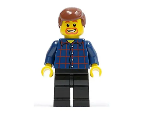 Plaid Button Shirt, Black Legs, Reddish Brown Male Hair, Dark Orange Goatee and Eyebrows Image