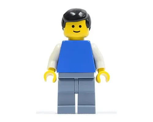 Plain Blue Torso with White Arms, Sand Blue Legs, Black Male Hair Image