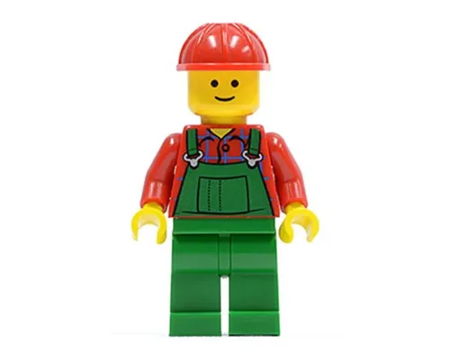 Overalls Farmer Green, Red Construction Helmet Image