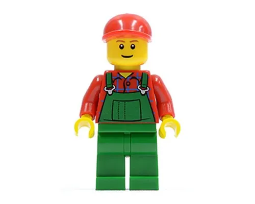 Overalls Farmer Green, Red Short Bill Cap Image