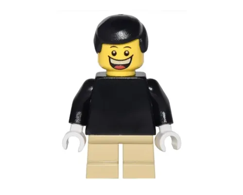 Plain Black Torso with Black Arms, Tan Short Legs, Black Male Hair Image