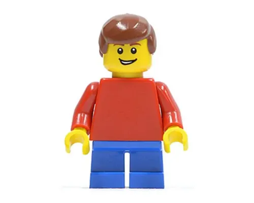 Plain Red Torso with Red Arms, Blue Short Legs, Reddish Brown Male Hair Image