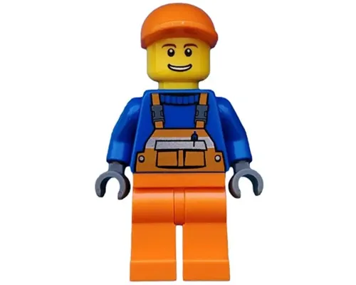 Overalls with Safety Stripe Orange, Orange Legs, Orange Short Bill Cap, Thin Grin with Teeth Image