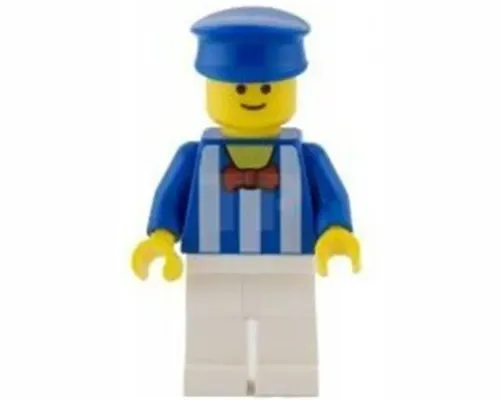 Palace Cinema Employee - Blue Shirt with White Stripes and Red Bow Tie, White Legs, Blue Police Hat, Standard Grin Image