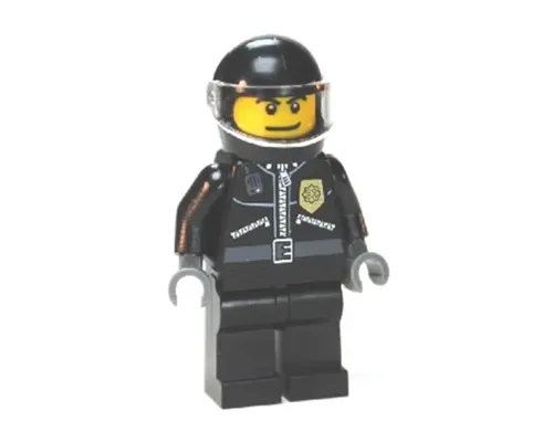 Police - City Leather Jacket with Gold Badge, Black Helmet, Trans-Clear Visor Image