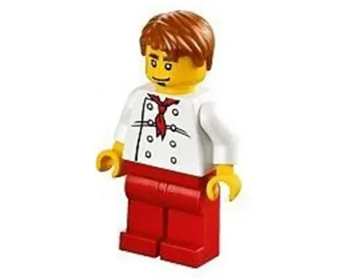 Chef - White Torso with 8 Buttons, Red Legs, Dark Orange Short Tousled Hair Image