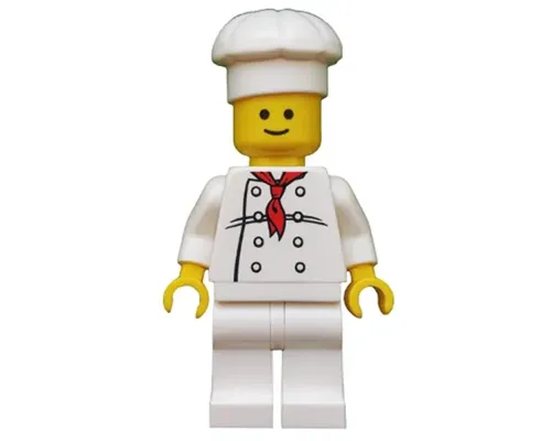 Chef - White Torso with 8 Buttons, Black Wrinkles, NO Back Print, White Legs, Standard Grin Image