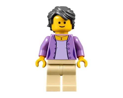 Florist - Female, Medium Lavender Jacket on Lavender Shirt, Tan Legs, Dark Bluish Gray Hair Swept Back Tousled Image