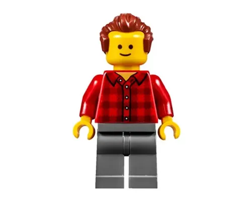 Music Store Assistant - Male, Red Plaid Flannel Shirt, Dark Bluish Gray Legs, Reddish Brown Hair Image