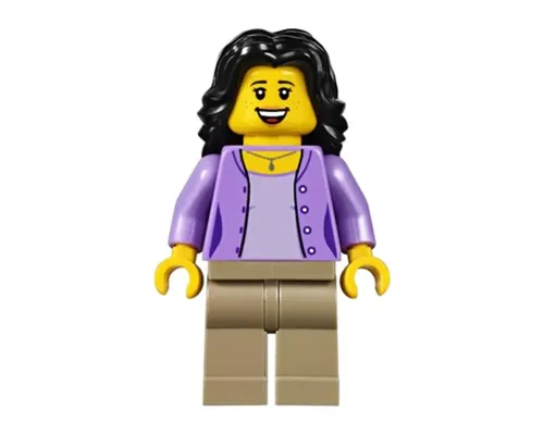 Mom, Medium Lavender Jacket over Lavender Shirt, Dark Tan Legs, Black Hair Image