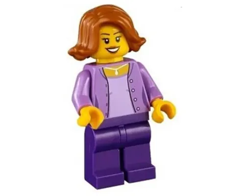 Mom - Medium Lavender Jacket over Lavender Shirt, Dark Purple Legs, Dark Orange Female Hair Short Swept Sideways Image