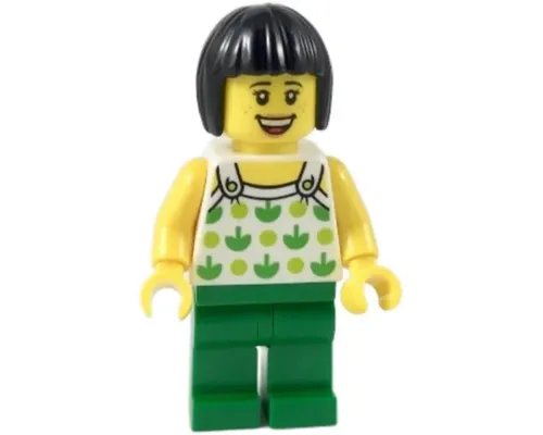 Ludo Green - Female, White Halter Top with Green Apples and Lime Spots, Green Legs, Black Bob Cut Hair, Freckles Image