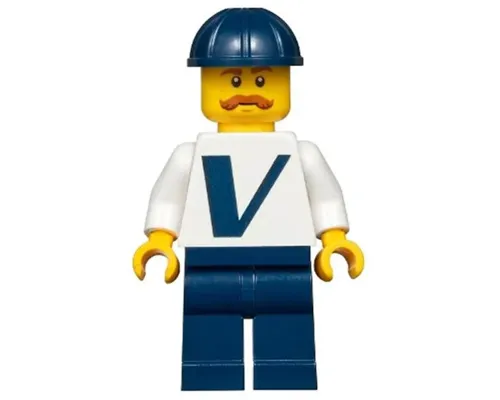 Male with Vestas Logo on Torso, Dark Blue Legs, Dark Blue Construction Helmet, Moustache Image