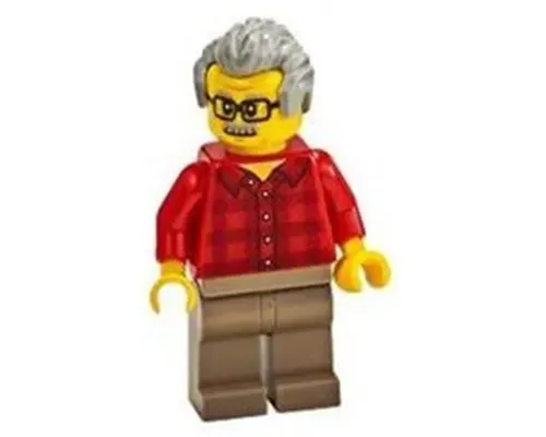 Grandfather - Red Plaid Flannel Shirt, Dark Tan Legs, Light Bluish Gray Hair Image