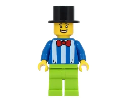 Fairground Worker - Male, White Stripes and Red Bow Tie, Lime Legs, Black Top Hat Image