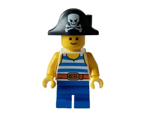 Child - Pirate Costume, White Tank Top with Blue Stripes, Blue Medium Legs, Bicorn Hat Image