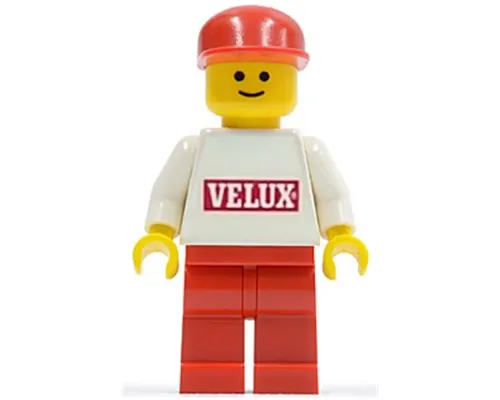 Velux Sticker on White Torso, Red Legs, Red Cap Image