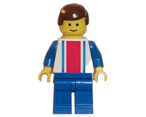 Vertical Lines Red & Blue - Blue Arms - Blue Legs, Brown Male Hair Image