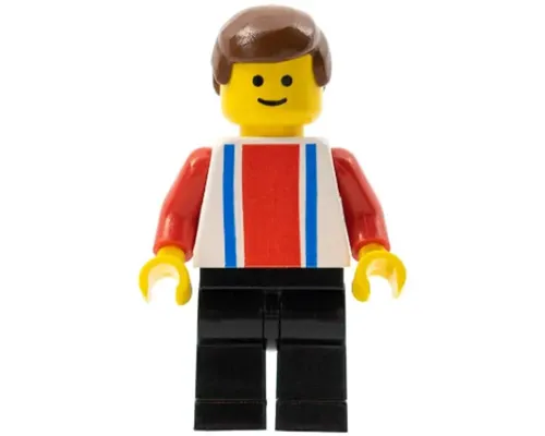 Vertical Lines Red & Blue - Red Arms - Black Legs, Brown Male Hair Image