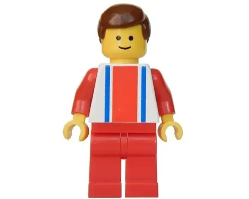 Vertical Lines Red & Blue - Red Arms - Red Legs, Brown Male Hair Image