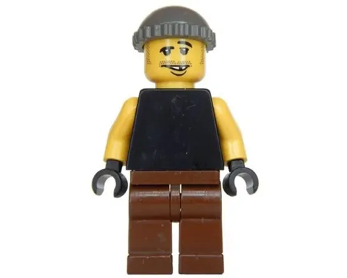 Plain Black Torso with Yellow Arms, Brown Legs, Dark Gray Knit Cap Image