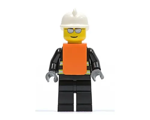 Fire - Reflective Stripes, Black Legs, White Fire Helmet, Silver Sunglasses, Orange Vest Image