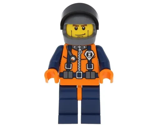 Coast Guard World City - Orange Torso with Straps, Dark Bluish Gray Helmet, Black Visor Image