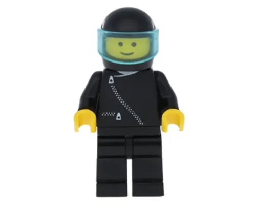 Jacket with Zipper - Black, Black Legs, Black Helmet, Trans-Light Blue Visor Image