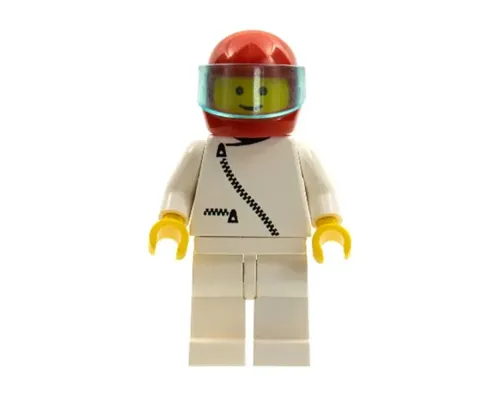 Jacket with Zipper - White, White Legs, Red Helmet, Trans-Light Blue Visor Image