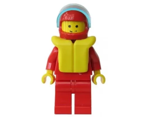 Jacket with Zipper - Red, Red Legs, Red Helmet, Trans-Light Blue Visor, Life Jacket Image