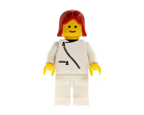 Jacket with Zipper - White, White Legs, Red Female Hair Image